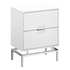 Monarch Specialties I 3490 Accent Table, Side, End, Nightstand, Lamp, Storage Drawer, Living Room, Bedroom, Metal, Laminate, Glossy White, Chrome, Contemporary, Modern - 83-3490 - Mounts For Less