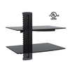 GlobalTone 2 shelves Wall Mount for devices in black tempered glass LT - 04-0178 - Mounts For Less