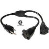 Splitter "Y" for universal Power Cord 14in 1 Male / 2 Female 16 AWG - 06-0015 - Mounts For Less