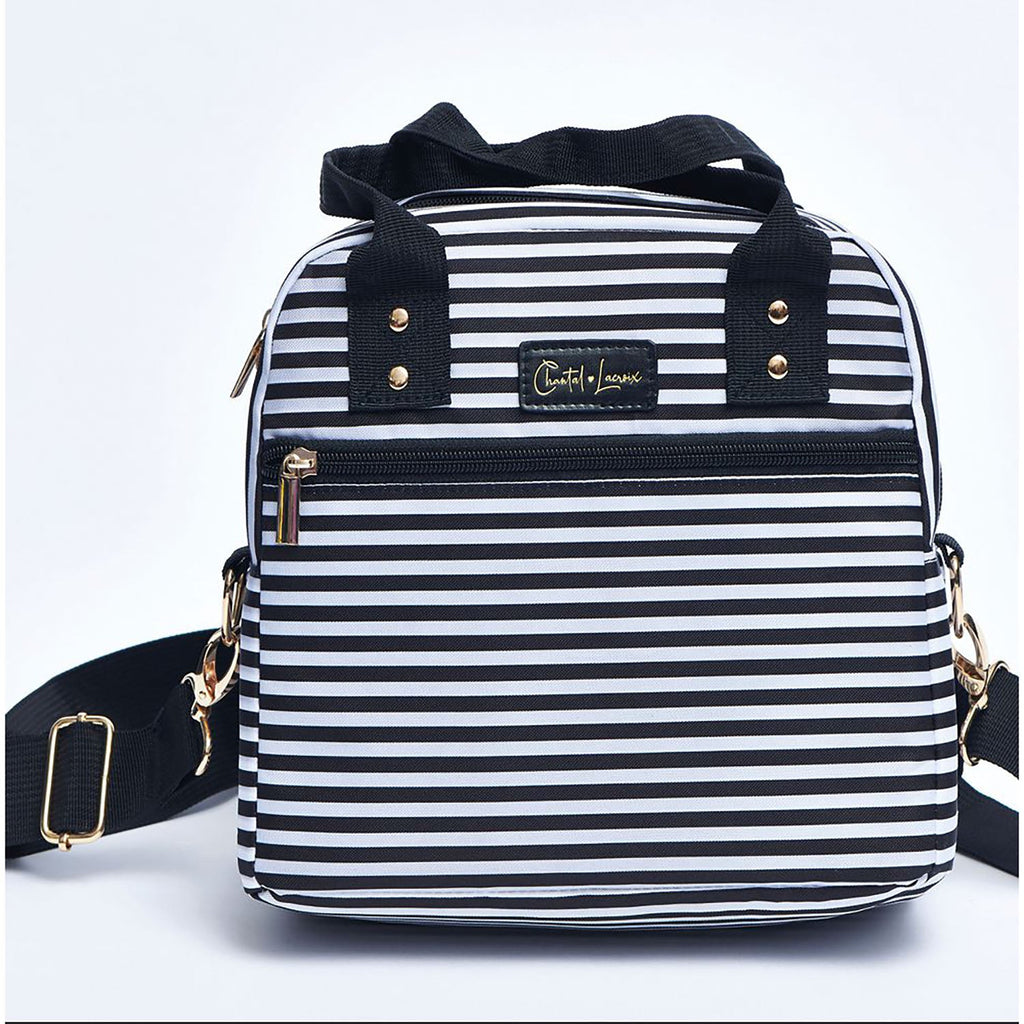 Chantal Lacroix - “Moment de bonheur ” Insulated Lunch Box with Extendable Strap, Black and White - 150-BLR161 - Mounts For Less