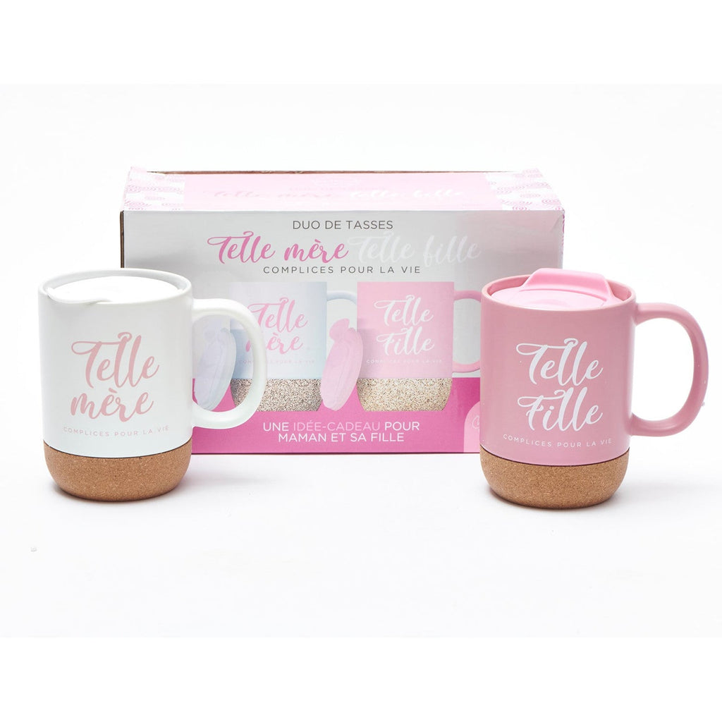 Chantal Lacroix - Mother and Daughter Ceramic Mug Duo, 440 ml Capacity, Pink - 150-DMF314 - Mounts For Less