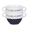 Chantal Lacroix - Set of 2 “Bonheur” Ceramic Bowls, 400ml Capacity, Blue - 150-BBO609 - Mounts For Less