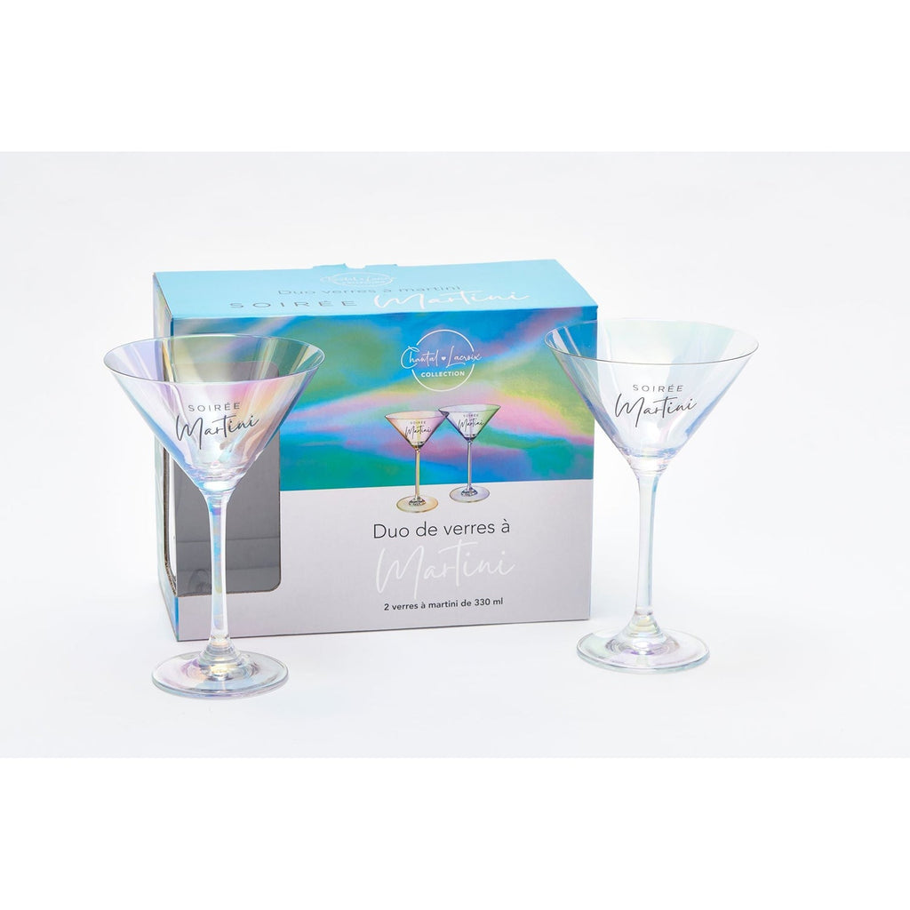 Chantal Lacroix - Set of 2 Martini Glasses, 330ml Capacity, Iridescent - 150-DVA345 - Mounts For Less