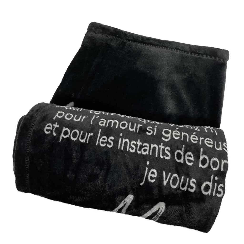 Chantal Lacroix - “To My Parents” Fleece Throw, 50" x 60", Black - 150-JMP743 - Mounts For Less