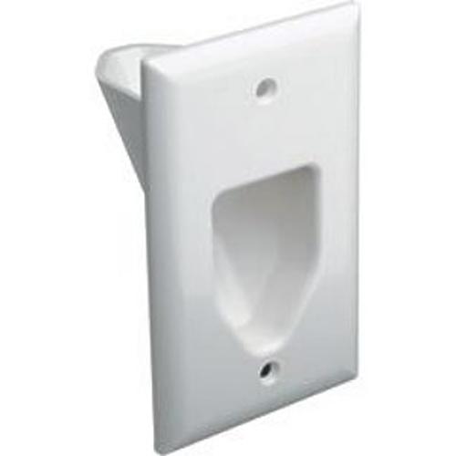 DataComm Pass-thru Wallplate for any cables SINGLE white inside wall - 05-0049 - Mounts For Less