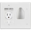 DataComm Recessed Low Voltage Media Plate with power outlet - White - 05-0113 - Mounts For Less