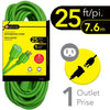 Elink - 1 Outlet Outdoor Electrical Extension Cord, 25 Feet Length, Green - 80-EX-885 - Mounts For Less