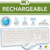 Elink KBR630 - Wireless Keyboard and Mouse Set, Rechargeable, 2.4GHz, White - 80-KBR630 - Mounts For Less