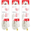 Elink - Set of 3 3-Outlet Indoor Electrical Extension Cords, 10 Feet Length, White - 80-EX-533x3 - Mounts For Less