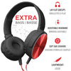 Escape - Foldable Stereo Wired Headphones with Extra Bass, Red and Black - - Mounts For Less