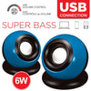 Escape - Mini Stereo USB Speakers with Volume Control, 6 Watts, Blue - - Mounts For Less