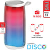 Escape - Portable Wireless Speaker with Microphone, FM Radio and Disco Lighting, White - - Mounts For Less