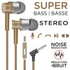 Escape - Stereo In-Ear Headphones, Noise Reduction, Integrated Microphone, Gold - - Mounts For Less