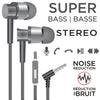 Escape - Stereo In-Ear Headphones, Noise Reduction, Integrated Microphone, Grey - - Mounts For Less