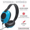 Escape - Wired Stereo Headphones with Built-in Microphone, Blue - 80-HP926BL - Mounts For Less