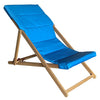 F. Corriveau International - Folding Deck Chair, Acacia Wood Frame, Blue - - Mounts For Less