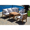 F. Corriveau International - Napoli 5 Piece Outdoor Sectional and Table Set, Acacia Wood, White - 101-HSS006H-F65-249 - Mounts For Less