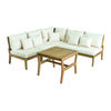 F. Corriveau International - Napoli 5 Piece Outdoor Sectional and Table Set, Acacia Wood, White - 101-HSS006H-F65-249 - Mounts For Less