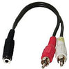 GlobalTone Splitter "Y" for audio cables 1xF 3.5mm / 2xM RCA 6 inches - 95-01898 - Mounts For Less