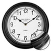 Hauz - Round Wall Clock, 12" Diameter, Quartz Precision, Black - 80-WC5105 - Mounts For Less