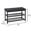 ITY International - Metal Bench with Shoe Storage, Padded Seat, Black - 64-20221BK - Mounts For Less