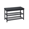 ITY International - Metal Bench with Shoe Storage, Padded Seat, Black - 64-20221BK - Mounts For Less