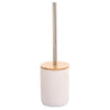 ITY International - Toilet Brush with Ceramic Container and Bamboo Lid, White - 64-70331 - Mounts For Less