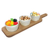 JS Gourmet - 4 Piece Serving Set, Bamboo Tray, Ceramic Bowls - 76-7-99063 - Mounts For Less