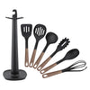 JS Gourmet - Kitchen Utensil Set with Storage Holder, Brown - 76-7-99034 - Mounts For Less