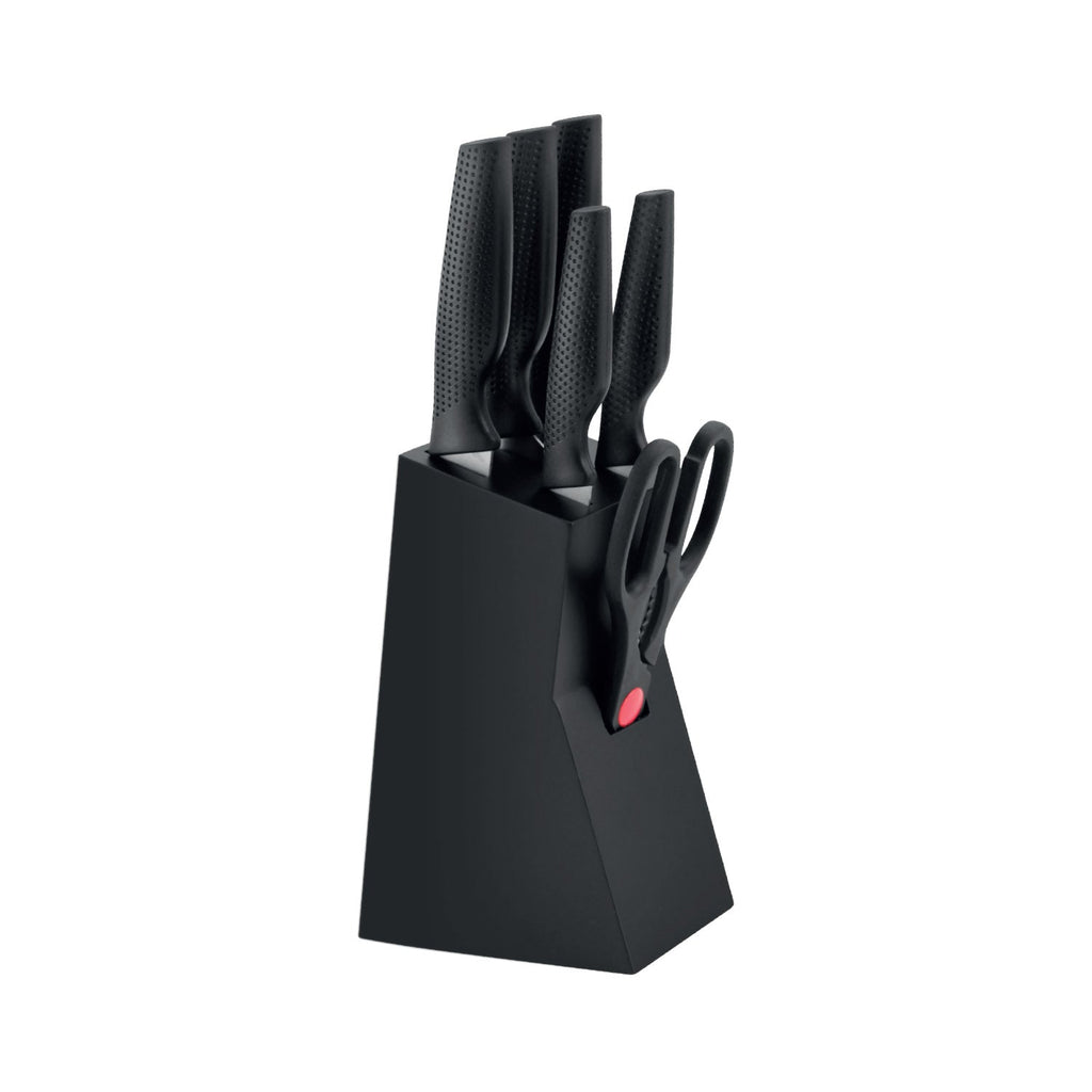 JS Gourmet - Knife Set with Storage Block, Stainless Steel Blade, Black - 76-7-99031 - Mounts For Less