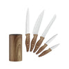 JS Gourmet - Knife Set with Universal Storage Block, Stainless Steel Blade, Brown - 76-7-99032 - Mounts For Less