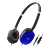JVC - FLATS Wired Headphones, Lightweight and Foldable with Integrated Microphone and Remote Control, Blue - 46-HA-S160M-A - Mounts For Less