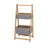 Jessar - 2 Tier Laundry Basket, Bamboo Frame, Grey - - Mounts For Less