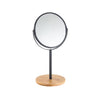 Jessar - Double Sided Mirror with Bamboo Stand, 1x and 2x Magnification, Black - - Mounts For Less