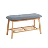 Jessar - Entryway Bench with Shoe Storage, Bamboo Frame, Grey - - Mounts For Less