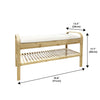 Jessar - Entryway Stool with Shoe Storage, Padded Seat, Bamboo Frame - - Mounts For Less