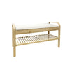Jessar - Entryway Stool with Shoe Storage, Padded Seat, Bamboo Frame - - Mounts For Less