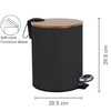 Jessar - Pedal Bin, 5 Liter Capacity, Soft Close, Bamboo Lid, Black - - Mounts For Less