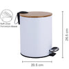 Jessar - Pedal Bin, 5 Liter Capacity, Soft Close, Bamboo Lid, White - 76-7-98072 - Mounts For Less
