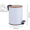 Jessar - Pedal Bin, 5 Liter Capacity, Soft Close, Bamboo Lid, White - - Mounts For Less