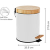 Jessar - Pedal Bin, 5 Liter Capacity, Soft Close, Bamboo Lid, White - - Mounts For Less