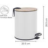 Jessar - Pedal Bin, 5 Liter Capacity, Soft Close, Bamboo Lid, White - 76-7-98068 - Mounts For Less