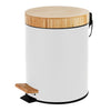 Jessar - Pedal Bin, 5 Liter Capacity, Soft Close, Bamboo Lid, White - - Mounts For Less