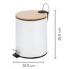 Jessar - Pedal Bin with Bamboo Lid, 5 Liter Capacity, White - - Mounts For Less