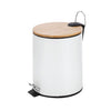 Jessar - Pedal Bin with Bamboo Lid, 5 Liter Capacity, White - - Mounts For Less