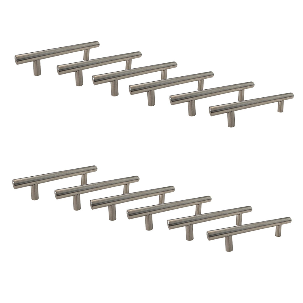Jessar - Set of 12 Cabinet Handles, 96mm Height, From the Stanley Collection, Silver - 76-40301X6 - Mounts For Less