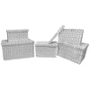 Jessar - Set of 5 Fabric Storage Baskets with Lids, White - 76-6-01640 - Mounts For Less