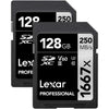 Lexar - Set of 2 SDXC UHS-II/U3 1667X Professional Card, Up to 250 MB/s Reading, 128GB Capacity - 78-142544 - Mounts For Less