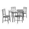 Monarch Specialties I 1014 - Dining Set, 5pcs Set, 40" Rectangular, Kitchen, Small, White Metal And Laminate, Grey Fabric, Contemporary, Modern - 83-1014 - Mounts For Less