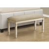 Monarch Specialties I 1266 - Bench, 41" Rectangular, Kitchen, Dining Room, Entryway, Bedroom, Upholstered, Wood, Antique White Solid Wood, Beige Linen-look Fabric, Transitional - - Mounts For Less